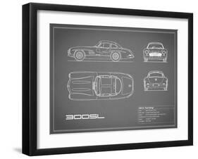 Mercedes 300SL Gullwing-Grey-Mark Rogan-Framed Art Print