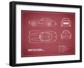 Mercedes 300SL Gullwing-Maroon-Mark Rogan-Framed Art Print