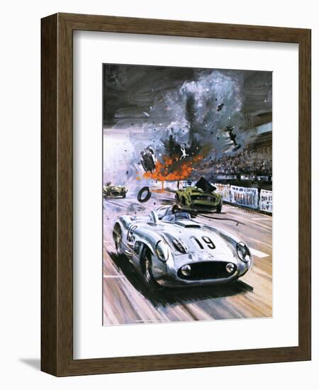 Mercedes Crash in the 1955 Le Mans Race-Graham Coton-Framed Giclee Print