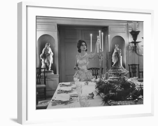 Mercedes de Areilza, Daughter of Spanish Ambassador to Un, Preparing for Dinner Party-Nina Leen-Framed Premium Photographic Print