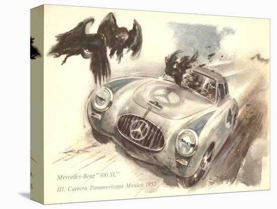 Mercedes Sportscar with Vultures-null-Stretched Canvas