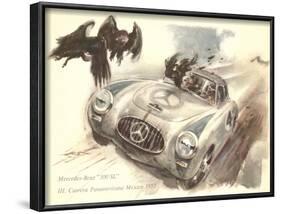 Mercedes Sportscar with Vultures-null-Framed Art Print