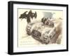 Mercedes Sportscar with Vultures-null-Framed Art Print