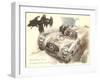 Mercedes Sportscar with Vultures-null-Framed Art Print