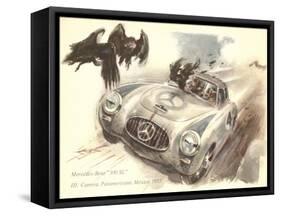 Mercedes Sportscar with Vultures-null-Framed Stretched Canvas