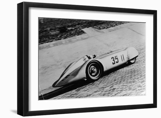 Mercedes Streamliner Car of Rudolf Caracciola in the Avusrennen Race, Berlin, Germany, 1937-null-Framed Photographic Print