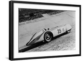 Mercedes Streamliner Car of Rudolf Caracciola in the Avusrennen Race, Berlin, Germany, 1937-null-Framed Photographic Print