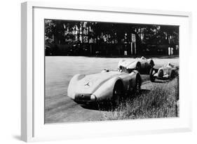 Mercedes Streamliner Cars Competing in the Avusrennen, Berlin, 1937-null-Framed Photographic Print