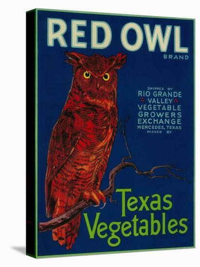 Mercedes, Texas - Red Owl Vegetable Label-Lantern Press-Stretched Canvas