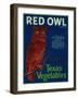 Mercedes, Texas - Red Owl Vegetable Label-Lantern Press-Framed Art Print