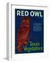 Mercedes, Texas - Red Owl Vegetable Label-Lantern Press-Framed Art Print