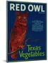 Mercedes, Texas - Red Owl Vegetable Label-Lantern Press-Mounted Art Print