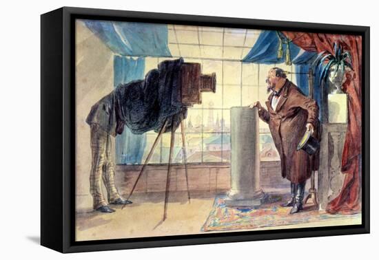 Merchant at the Photographer, 1860S-Petr Mikhailovich Shmel'kov-Framed Stretched Canvas