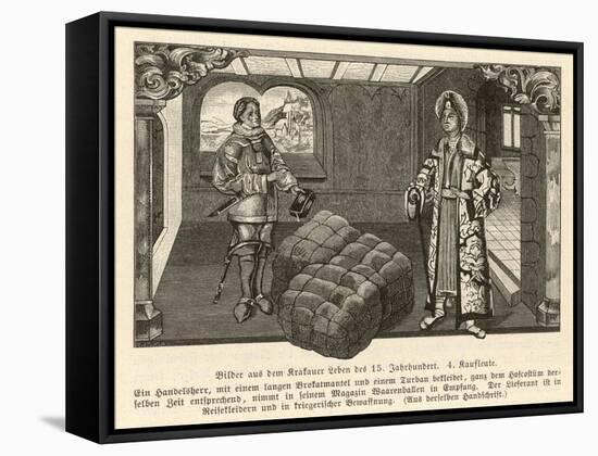 Merchant of Krakow Poland in His Warehouse-null-Framed Stretched Canvas