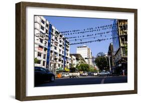 Merchant Road, Old City, Yangon (Rangoon), Myanmar (Burma), Asia-Nathalie Cuvelier-Framed Photographic Print