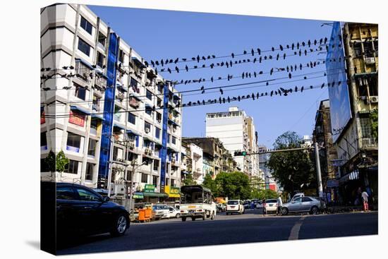 Merchant Road, Old City, Yangon (Rangoon), Myanmar (Burma), Asia-Nathalie Cuvelier-Stretched Canvas