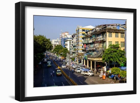 Merchant Road, Old City, Yangon (Rangoon), Myanmar (Burma), Asia-Nathalie Cuvelier-Framed Photographic Print