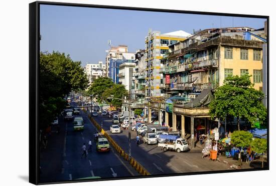 Merchant Road, Old City, Yangon (Rangoon), Myanmar (Burma), Asia-Nathalie Cuvelier-Framed Stretched Canvas