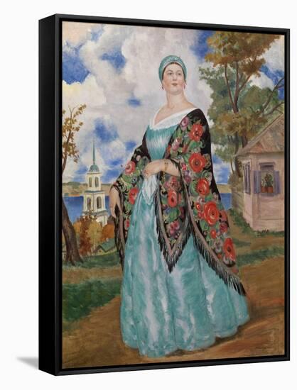 Merchant's Wife, 1923-Boris Michaylovich Kustodiev-Framed Stretched Canvas