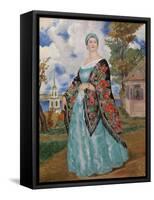 Merchant's Wife, 1923-Boris Michaylovich Kustodiev-Framed Stretched Canvas