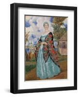 Merchant's Wife, 1923-Boris Michaylovich Kustodiev-Framed Premium Giclee Print