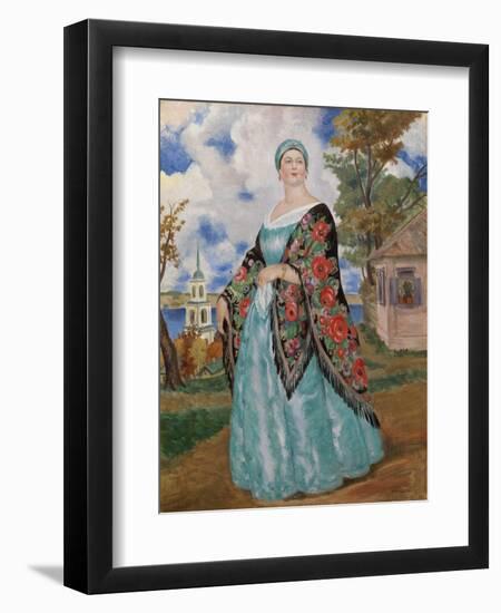 Merchant's Wife, 1923-Boris Michaylovich Kustodiev-Framed Premium Giclee Print