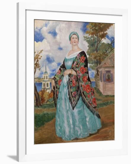 Merchant's Wife, 1923-Boris Michaylovich Kustodiev-Framed Giclee Print