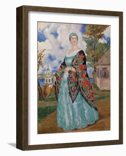 Merchant's Wife, 1923-Boris Michaylovich Kustodiev-Framed Giclee Print