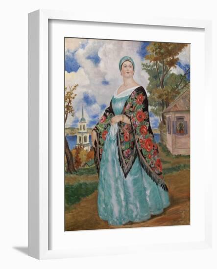 Merchant's Wife, 1923-Boris Michaylovich Kustodiev-Framed Giclee Print