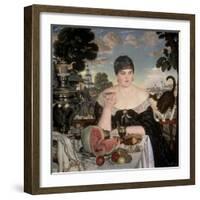 Merchant's Wife Having Tea-B. M. Kustodiev-Framed Giclee Print