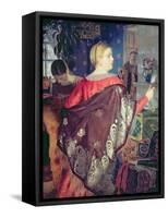 Merchant's Woman with a Mirror-Boris Kustodiyev-Framed Stretched Canvas