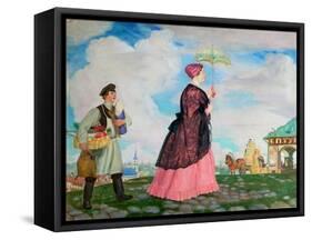 Merchant's Woman with Purchases, 1920-Boris Michaylovich Kustodiev-Framed Stretched Canvas