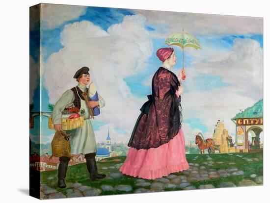 Merchant's Woman with Purchases, 1920-Boris Michaylovich Kustodiev-Stretched Canvas