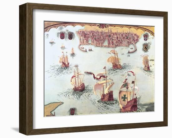 Merchant Vessels Sailing in the Mediterranean Sea-Josep Rocarol I Faura-Framed Art Print
