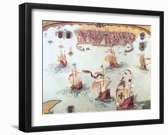 Merchant Vessels Sailing in the Mediterranean Sea-Josep Rocarol I Faura-Framed Art Print