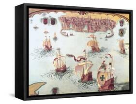 Merchant Vessels Sailing in the Mediterranean Sea-Josep Rocarol I Faura-Framed Stretched Canvas