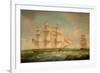 Merchantmen in a Stiff Breeze Off the Cliffs of Dover-Thomas Whitcombe-Framed Giclee Print