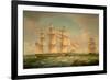 Merchantmen in a Stiff Breeze Off the Cliffs of Dover-Thomas Whitcombe-Framed Giclee Print