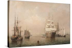 Merchantmen Off Boston Harbor, 1863-Fitz Henry Lane-Stretched Canvas