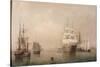 Merchantmen Off Boston Harbor, 1863-Fitz Henry Lane-Stretched Canvas