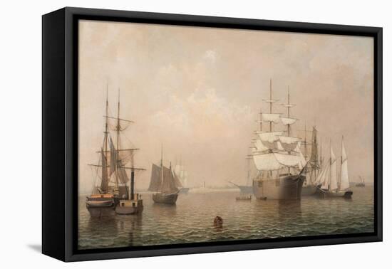 Merchantmen Off Boston Harbor, 1863-Fitz Henry Lane-Framed Stretched Canvas