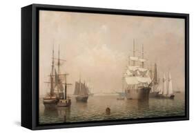 Merchantmen Off Boston Harbor, 1863-Fitz Henry Lane-Framed Stretched Canvas