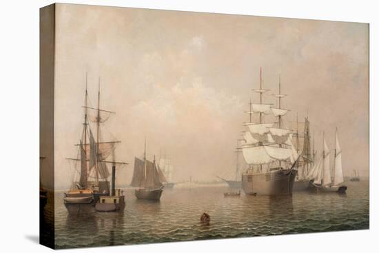 Merchantmen Off Boston Harbor, 1863-Fitz Henry Lane-Stretched Canvas