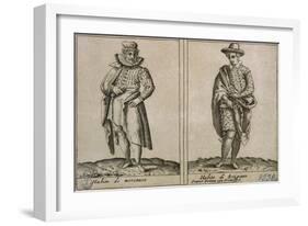 Merchants and Craftmens' Clothing, Taken from Outfits of Venicen Men and Women-Giacomo Franco-Framed Giclee Print