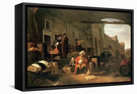 Merchants from Holland and the Middle East Trading in a Mediterranean Port-Thomas Wyck-Framed Stretched Canvas