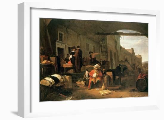 Merchants from Holland and the Middle East Trading in a Mediterranean Port-Thomas Wyck-Framed Giclee Print