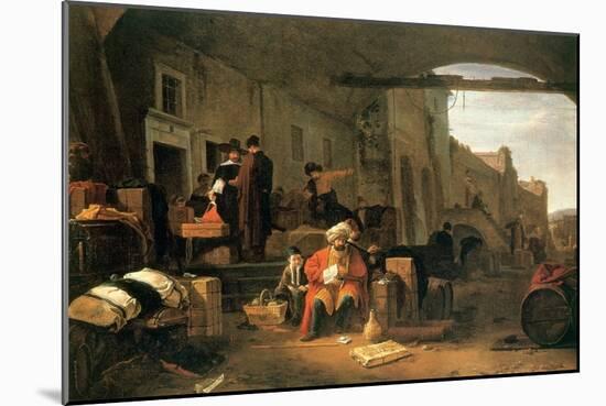 Merchants from Holland and the Middle East Trading in a Mediterranean Port-Thomas Wyck-Mounted Giclee Print