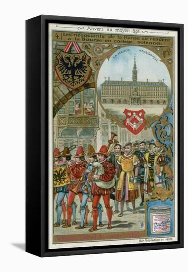 Merchants of the Hanseatic League Making their Way the Exchange in Solemn Procession-null-Framed Stretched Canvas