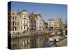 Merchants' Premises with Traditional Gables, by the River, Ghent, Belgium-James Emmerson-Stretched Canvas