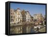 Merchants' Premises with Traditional Gables, by the River, Ghent, Belgium-James Emmerson-Framed Stretched Canvas